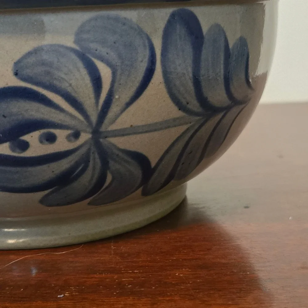 Beaumont Brothers Pottery BBP 1997 Hand Painted Cobalt Blue Stoneware Salt Glaze